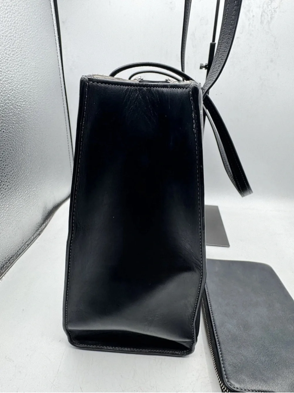 COACH Nina Leather Tote Bag Black With Wristlet Wallet CR096